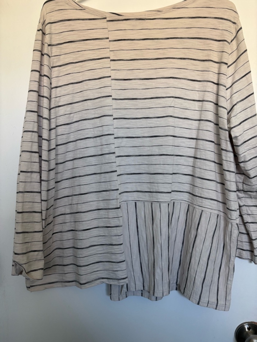 striped beige and black habitat uneven hem lightweight